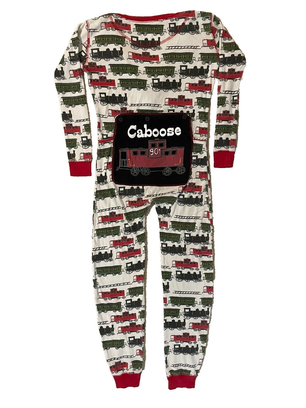 Lazy One Caboose Train Flapjack Union Suit Boys 12 Cotton One Piece Pajama PJs